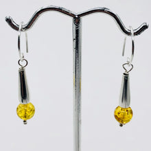 Load image into Gallery viewer, Amber Sterling Silver Bead Earrings | 1 1/2" Long | Yellow | 1 Pair |