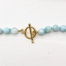Load image into Gallery viewer, Larimar and Pearl 19 inch Designer Necklace | 19" | Blue White Gold | Necklace
