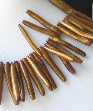 4 Natural Golden Bronze Coral Briolette Beads 9680 - PremiumBead Primary Image 1