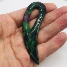Load image into Gallery viewer, Ruby Zoisite Gemstone Comma Pendant | 94x28x6mm | Green/Red | 1 Pendant |