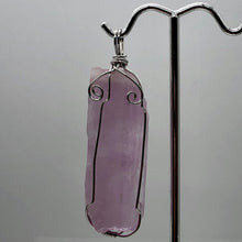 Load image into Gallery viewer, Kunzite Sterling Silver Wire-Wrap Lavender Crystal Pendant | 2 1/2 Inch Long |