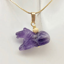 Load image into Gallery viewer, Amethyst Horse Pendant Necklace | Semi Precious Stone Jewelry | 14k Pendant - PremiumBead Alternate Image 5