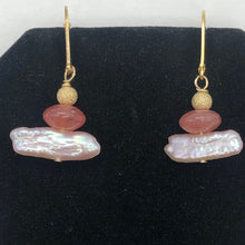 Load image into Gallery viewer, Gem Quality Rhodochrosite Pearl Drop Golden Lever Back Earrings - PremiumBead Alternate Image 2