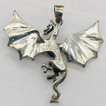 Load image into Gallery viewer, Dragon Sterling Silver Drop/Dangle | 2" Long | Silver | 1 Pendant |