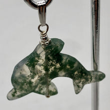 Load image into Gallery viewer, Moss Agate Dolphin Sterling Silver Pendant | 1 1/2" Long | Green | 1 Pendant |
