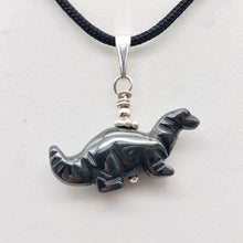 Load image into Gallery viewer, Hematite Diplodocus Dinosaur with Sterling Silver Pendant 509259HMS | 25x11.5x7.5mm (Diplodocus), 5.5mm (Bail Opening), 7/8" (Long) | Grey - PremiumBead Alternate Image 5