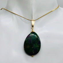Load image into Gallery viewer, Natural Ruby Zoisite and 14K Gold Filled Pendant | 2" Long | Green/Red |