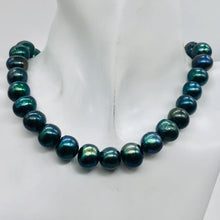 Load image into Gallery viewer, Fresh Water Pearls Round | 11-12 mm | Blue Peacock | 8 Bead