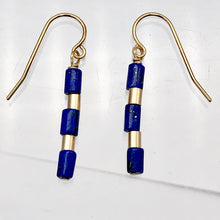 Load image into Gallery viewer, Natural Blue and Gold Lapis Earrings 14K Gold Filled | 1 1/4" Long |