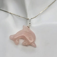 Load image into Gallery viewer, Rose Quartz Carved Dolphin Sterling Silver Pendant | 1.5 Inch | Pink |