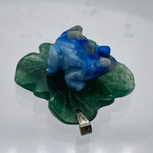 Load image into Gallery viewer, Ribbit 1 Lapis Frog On Aventurine Lily pad Pendant | 28x28.5x11mm | Blue