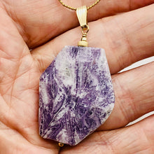 Load image into Gallery viewer, Purple Flower Sodalite 14K Gold Filled Pendant | Purple/White | 2" Long |