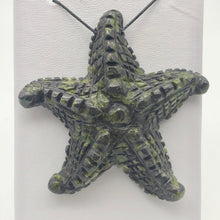 Load image into Gallery viewer, Peridot Jasper Hand Carved Starfish Pendant Bead | 58x57x12mm | Green/Grey - PremiumBead Primary Image 1