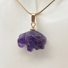 Load image into Gallery viewer, Amethyst Hand Carved Bison / Buffalo 14K Gold Filled 1" Long Pendant 509277AMG - PremiumBead Alternate Image 8