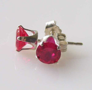 July! 5mm Created Red Ruby & Silver Earrings 10147G - PremiumBead Primary Image 1