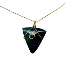 Load image into Gallery viewer, Bloodstone 14K Gold Filled Wire Wrapped Trilliant Gem | 1 1/2" Long | Red Green|