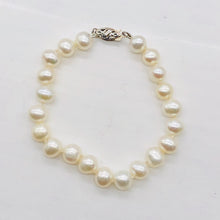 Load image into Gallery viewer, Creamy White 5mm FW Pearl & Silver 7" Bracelet 9916A
