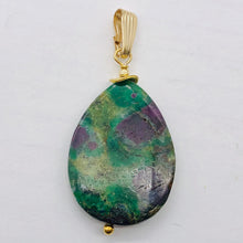 Load image into Gallery viewer, Natural Ruby Zoisite and 14K Gold Filled Pendant | 2" Long | Green/Red |