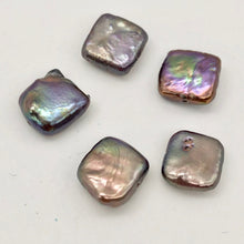 Load image into Gallery viewer, 5 Beads of Peacock Bronze Square Coin FW Pearls 009454