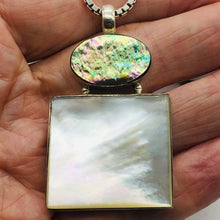 Load image into Gallery viewer, Abalone/Mother of Pearl Sterling Silver Drop Pendant | 2 1/4" Long | Blue/White|