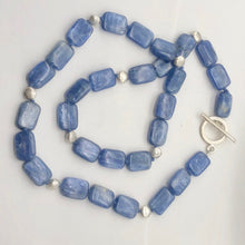 Load image into Gallery viewer, Kyanite and Sterling Silver Rectangle Bead Necklace | 20 inch | Blue and Silver|
