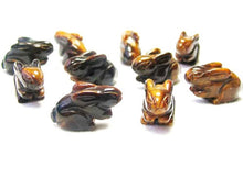 Load image into Gallery viewer, Hoppy 2 Hand Carved Tigereye Bunny Rabbit Beads | 22x12x10m | Golden Brown - PremiumBead Primary Image 1