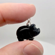 Load image into Gallery viewer, Black Obsidian Pig Pendant Necklace |Semi Precious Stone Jewelry|Silver Pendant| - PremiumBead Alternate Image 4