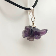 Load image into Gallery viewer, Purple Dinosaur Pendant Amethyst Triceratops Sterling Silver Pendant 509303AMS | 22x11x7.5mm (Triceratops), 6.8mm (Bail Opening), 1" (Long) | Purple - PremiumBead Primary Image 1