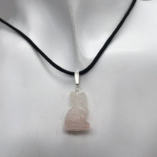 Load image into Gallery viewer, Adorable! Rose Quartz Cat & Solid Sterling Silver Pendant