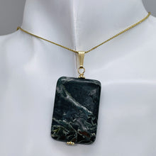 Load image into Gallery viewer, Tsunami Stone 14K Gold Filled Rectangle Pendant | 35x25x7.5mm | Green White | 1