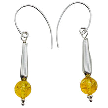Load image into Gallery viewer, Amber Sterling Silver Bead Earrings | 1 1/2" Long | Yellow | 1 Pair |
