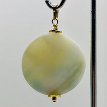 Load image into Gallery viewer, Hemimorphite14K Gold Filled Disc Dangle Pendant | 1 3/4" Long | Lemony Blue |