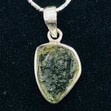 Load image into Gallery viewer, Moldavite Sterling Silver Drop | 1" Long | Green | 1 Pendant |