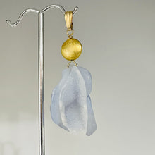 Load image into Gallery viewer, Chalcedony 14K Gold Filled Druzy Crystal Flower Pendant | 2 1/2" Long | Blue |