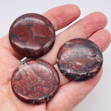 Load image into Gallery viewer, Oregon Red Devil Jasper 40mm Coin Bead 8 inch Strand 9571HS