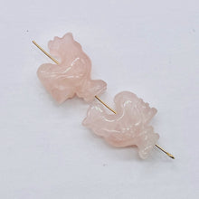 Load image into Gallery viewer, 2 Cute Carved Rose Quartz Rooster Beads