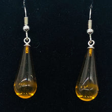 Load image into Gallery viewer, Amber Teardrop Shaped Sterling Silver Earrings | 1 1/2" Long | Orange | 1 Pair |