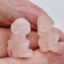 Load image into Gallery viewer, Adorable 2 Carved Rose Quartz Monkey Beads | 20.5x12x11mm | Pink