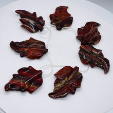 Load image into Gallery viewer, Hand Carved Brecciated Jasper 54x36x6mm to 55x39x8mm Leaf Bead Strand 109416