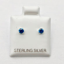 Load image into Gallery viewer, December 3mm Created Blue Zircon &amp; 925 Sterling Silver Stud Earrings 10146L - PremiumBead Alternate Image 4
