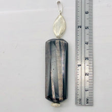 Load image into Gallery viewer, Hypersthene, Flat Rounded Rectangle Dangle Pendant | 2 1/2" Long | Black/Silver|