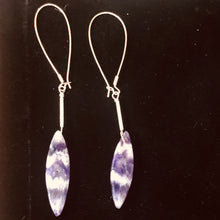 Load image into Gallery viewer, Sodalite Sterling Silver Teardrop Earrings| 4 1/4" Long | Purple/White| 1 Pair |