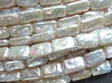 Load image into Gallery viewer, Double-Drill Rectangle White Coin FW Pearl Strand 104812 - PremiumBead Primary Image 1