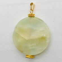 Load image into Gallery viewer, Hemimorphite 14K Gold Filled Disc Dangle Pendant | 1 3/4" Long | Aqua/Lemon |