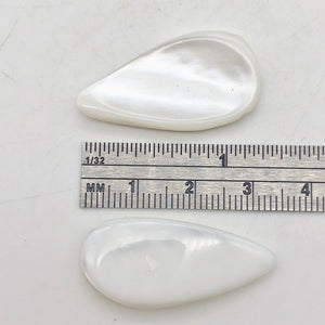 Mother of Pearl Pendant Beads |28x12x5-35x16x4.5mm | White | Pendant | 2 bds | | 28x12x5-35x16x4.5mm | White |  Bead(s) - PremiumBead Alternate Image 3