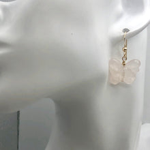 Load image into Gallery viewer, Rose Quartz Butterfly 14Kgf Gold Earrings | Semi Precious Stone Jewelry |
