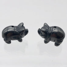 Load image into Gallery viewer, Oink 2 Carved Hematite Pig Beads | 21x13x9.5mm | Silvery Grey - PremiumBead Primary Image 1