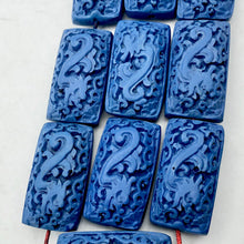 Load image into Gallery viewer, Carved Blue Cinnabar Dragon Beads | 32x18x12 | Blue | Rectangle | 4 beads | - PremiumBead Alternate Image 7