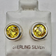 Load image into Gallery viewer, November 7mm Lab Created Citrine & Sterling Silver Earrings
