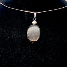 Load image into Gallery viewer, Hypersthene Sterling Silver Pendant |1 3/4 inch long | Silver-black | Oval |